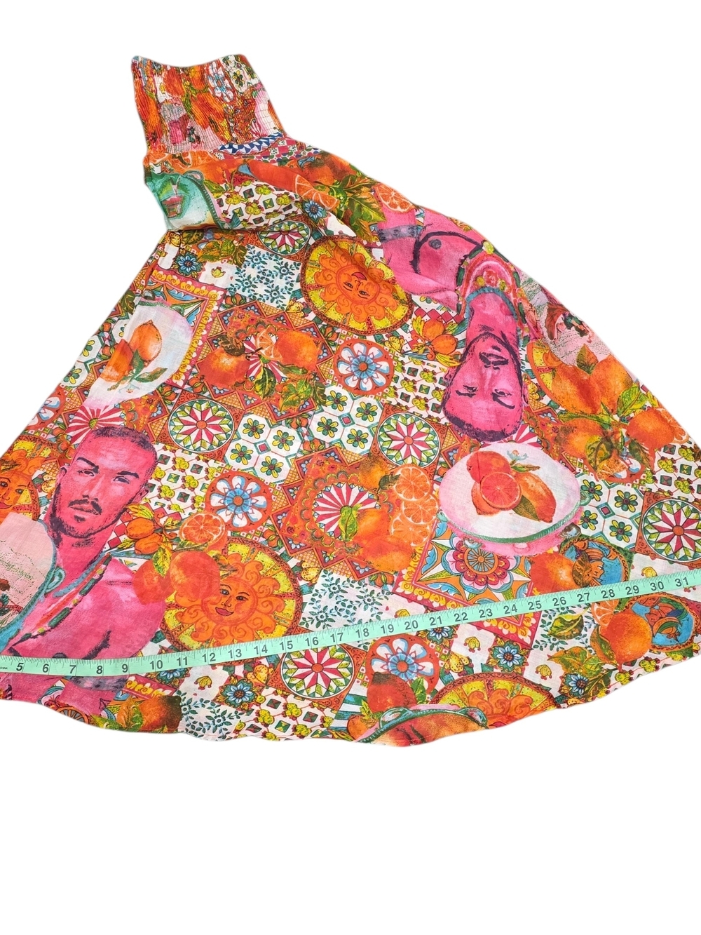 Antica Sartoria Giacomo Cinque Positano Palazzo Pants Citrus Print Wide Leg OS - Picture 8 of 9
